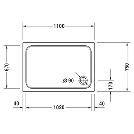 Duravit D-Code 110x75x8,5cm, weiß