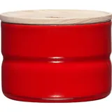 RIESS Vorratsdose mit Eschenholzdeckel, Durchmesser 8 cm, Höhe 6 cm, Inhalt 230 ml, fresh tomato Emaille - Rot