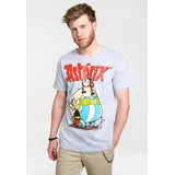 LOGOSHIRT T-Shirt "Asterix & Obelix", Herren, Gr. S, grau (grau, meliert), 95% Baumwolle, 5% Viskose, bedruckt, meliert, normal, Rundhals, Shirts T-Shirt, mit coolem Retro-Print