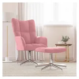 vidaXL Relaxsessel mit Hocker Samt 68 x 98 x 68 cm Rosa