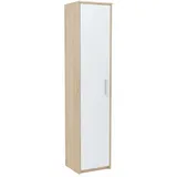 matkam Schmaler Schrank 40 x 182 x 35 cm Sonoma Eiche/Weiß