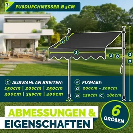tillvex Klemmmarkise 200 cm anthrazit