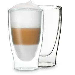 Feelino DUOS doppelwandiges Glas 400 ml Trinkglas Espresso Borosilikatglas Transparent