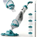 FOTING Poolsauger Akku, Absaugung bis zu 4300L/H, Pool Bodensauger mit All-Angle-Saugfunktion & LED-Display, Betriebsdauer bis zu 60 Minuten, Poolreiniger mit 4 Filtern, Ideal für oberirdische Pools