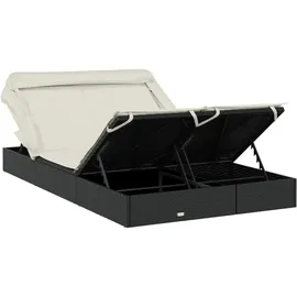 vidaXL 2-Personen-Sonnenliege mit Dach 213 x 118 x 97 cm Schwarz