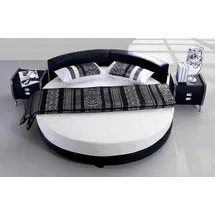 xl moebel gmbh Rundes Leder Bett 200 x 200 cm Grau