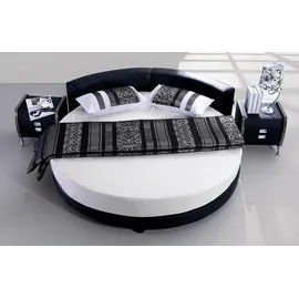 xl moebel gmbh Rundes Leder Bett 200 x 200 cm Grau