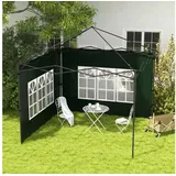 Outsunny Pavillonseitenteil mit Fenster, 293x193 cm, für Pavillon 3x3m und 3x6m) Seitenteile, [2-St. Seitenwände, für Pavillon Partyzelt Gartenzelt, Dunkelgrün grün
