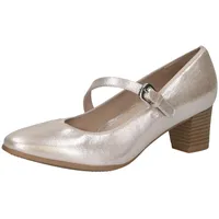CAPRICE Damen Pumps aus Leder mit Riemen, Beige (Taupe Metallic), 38 EU