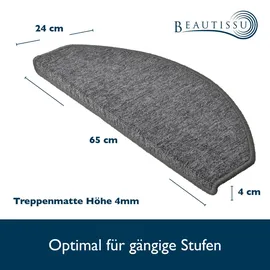 Beautissu Stufenmatte Grau, Textil, 28x1x65 cm Teppiche – Böden, Bodenbeläge