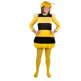 Maskworld Kostüm Biene Maja Kostüm - 2teiliges Fasching Tierkostüm, Hochwertiges Lizenzkostüm der beliebten Biene aus der animierten TV-S gelb L