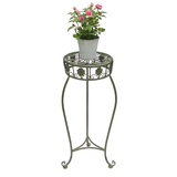 DanDiBo Ambiente Blumenhocker Metall Grün Rund 75 cm Blumenständer 96008 L Blumensäule Antik Pflanzenständer Pflanzenhocker Vintage