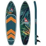 Swiss Outdoor SUP-Board Stand Up Paddle SUP dschungel, (Set, mit Paddel, Transporttasche, Finnen, Pumpe), mit Paddel, 2 Wege Pumpe, Rucksack, 3 Finnen grün 320