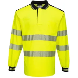 Portwest  PW3 Warnschutz Polo-Shirt langarm in Gelb/Schwarz, Gr. XS