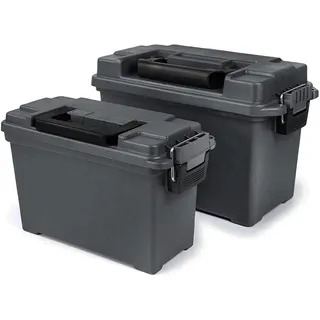 VicBre Munitionskiste Ammo Storage Box,Kunststoff Schwarz Munitionsbox für Pistole, Gewehr, Schrotflinte Combo 2 Pack