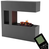 GLOW FIRE Elektrokamin Schiller Pocket Wasserdampf Kamin, Elektrischer Kamin, Wasserdampfkamin mit 3D Feuer und Knisterfunktion grau