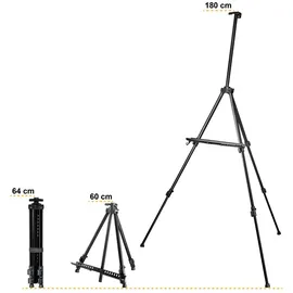 Walimex Atelierstaffelei XL 60-180 cm Aluminium 180 cm Schwarz