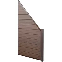Mendler WPC-Sichtschutz Sarthe, Windschutz Zaun, Alu-Pfosten Erweiterungselement schräg rechts,