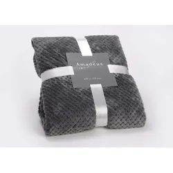 Plaid Schachbrettmuster 130x170 anthrazitgrau - Rechteck Polyester Amadeus 170x130 cm