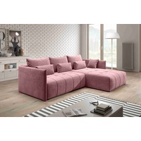 Furnix Sofa Aliicia Couch ausziehbar mit Bettkasten Kissen Schlafsofa 12 Farben, pflegeleichte hochwertige Stoffe mit Lotuseffekt rosa