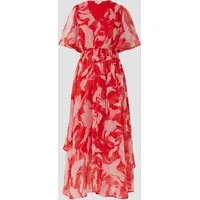 S.Oliver Maxikleid aus Chiffon mit gesmokter Taille preiselbeere 40