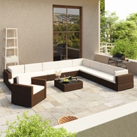12-tlg. Garten-Lounge-Set mit Auflagen Poly Rattan Braun , Gartenmöbel-Sets Design 2024