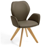 Niehoff Sitzmöbel Colorado Trend-Line Design-Armlehnenstuhl Eichen/Leder - 180° drehbar Napoli oliv grün