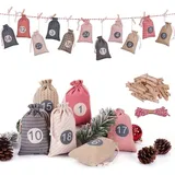 luxuskollektion Adventskalender zum Selbst Befüllen 24 Stoffsäckchen für Kinder