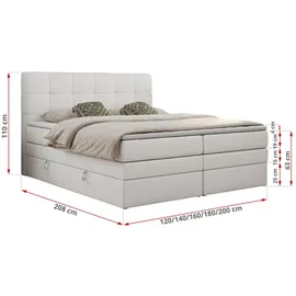 MKS Meble Boxspringbett mit Bettkasten ¦ weiß ¦ Maße (cm): B: 180 H: 110