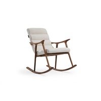 JVmoebel Schaukelstuhl Schaukelstuhl Sessel Ohrensessel Stoff Holz 1 Sitzer Modern Braun Weiß (1 St), Made in Europa grau