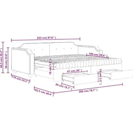 vidaXL Tagesbett Ausziehbar mit Schubladen Creme 100x200 cm Stoff