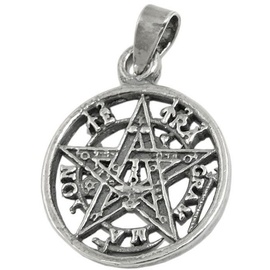 Gallay Kettenanhänger 15mm Pentagramm Amulett geschwärzt Silber 925 (1-tlg) silberfarben