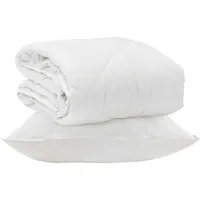 VidaXL Ganzjahresbettdecke mit Kissen Weiß Mikrofaser