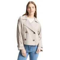 Tom Tailor Denim Kurzer Trenchcoat mit Schulterriegeln, Beige, M