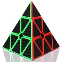JOPHEK Zauberwürfel Pyramide, 3x3 Pyraminx Speedcube Magic Cube Knobelspiele für Kinder, Puzzle Cube for Beginners & Advanced Players (Kohlefaser-Aufkleber)