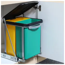 HI Teleskop Doppel Müll Eimer Duo Küchen Schrank Einbau Auszug Abfall Trenner