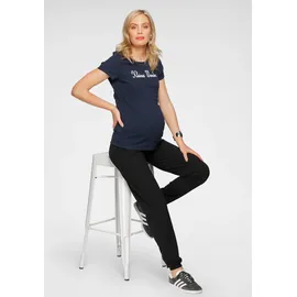 NEUN MONATE Umstandssweathose NEUN MONATE "Sweatshose mit Bund", Damen, Gr. 40/42, N-Gr, schwarz, Sweatware, Obermaterial: 95% Baumwolle, 5% Elasthan, unifarben, Basic, lässig geschnitten lang, Hosen, mit breitem Rippenbündchen
