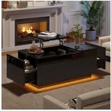 STILVORA Couchtisch mit Schubladen Wohnzimmertisch Sofatisch mit LED,Kaffeetisch (Sofatisch, 1-St., mit 2 Schubladen), mit LED weiß