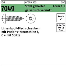 Reyher Blechschraube ISO 7049 LIKO Spitze/PZ 6,3x 19 -C-Z Stahl geh.galv.verz. 250St.