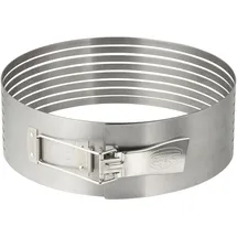 Dr. Oetker Tortenboden-Schneidhilfe Ø26-28, zum leichten Schneiden von Tortenböden, gleichmäßige Tortenböden durch Führungsschienen, (Farbe: silber), Menge: 1 Stück