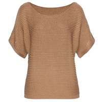 LASCANA Kurzarmpullover Damen camelfarben Gr.32/34