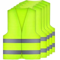 Amacoam Warnwesten Auto 5er Warnschutzweste Sicherheitswarnweste Sicherheitsweste mit 360 Grad Reflektierende Streifen und Klettverschluss für Autofahrern Arbeiter Warnweste Grün Standardgröße