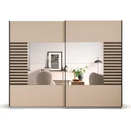Rauch »Kleiderschrank Schrank Garderobe Schlafzimmerschrank BAREA«, Front- Auflage in moderner Lamellen-Optik und Spiegel MADE IN GERMANY beige