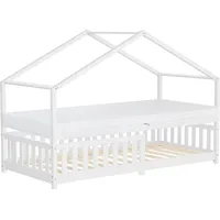 ML-Design Hausbett 90 x 200 cm Kiefer massiv weiß