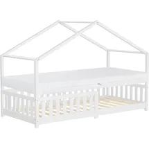 ML-Design Hausbett 90 x 200 cm Kiefer massiv weiß