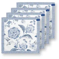 Pip Studio Royal Regal Flower Blue Servietten 40x40cm Set4