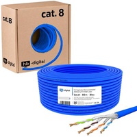 hb-digital Verlegekabel 50m CAT 8 Installationskabel max. 2000 MHz S/FTP AWG22 LSZH blau