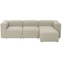 58 aufm Kessel SOFA mit Longchair links Kattrina Flachgewebe creme | Gr.: onesize