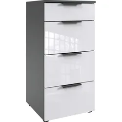 Schubkastenkommode WIMEX "level36 D by fresh to go", grau (korpus graphit, front lack weiß), B:41cm H:84cm T:41cm, Spanplatte, Sideboards, mit soft-close Funktion und Lackfronten, 4 Schubladen, Kommode hoch