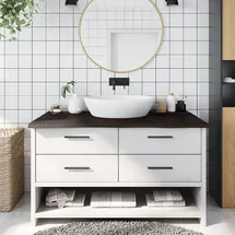 vidaXL Waschtischplatte Dunkelgrau 200x60x6 cm Massivholz Behandelt